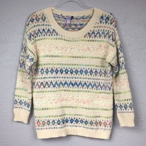 Alya Creme & Pastel Print Patterned Sweater S/M